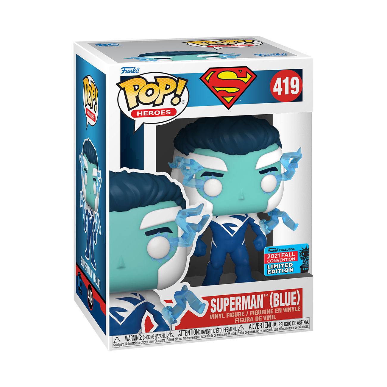 DC Comics - Superman (Blue) (2021 Fall Conv. Limited Edition) (419) Funko Pop! Heroes NYCC Vinyl Figure 9 cm