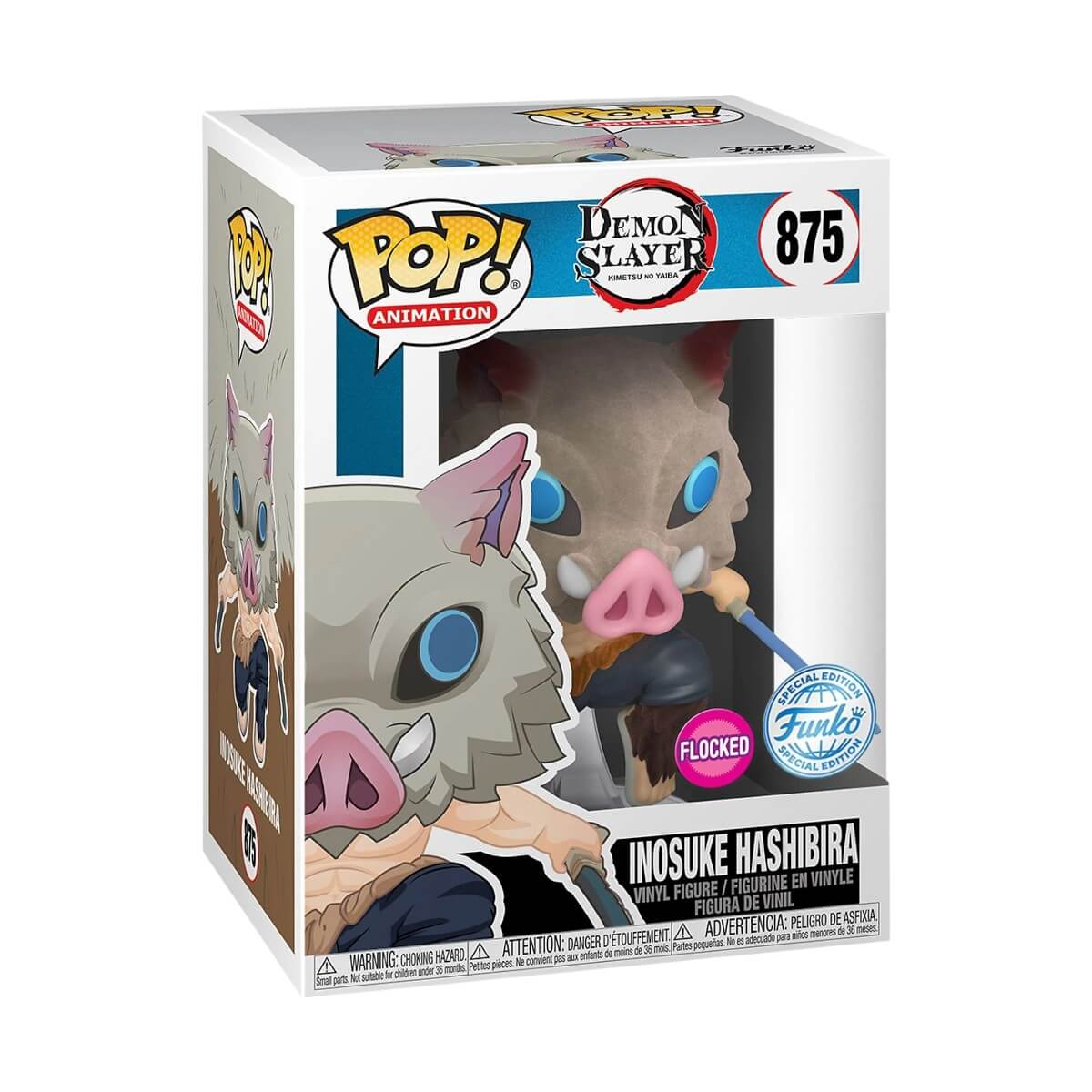 Demon Slayer - Inosuke Hashibira FLOCKED (875) Funko Pop! Animation Anime Vinyl Figure 9 cm