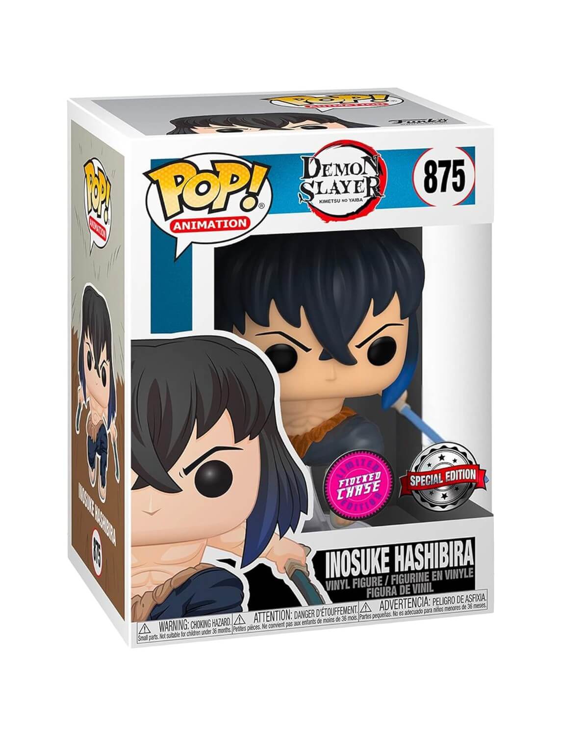 Demon Slayer - Inosuke Hashibira FLOCKED CHASE (875) Funko Pop! Animation Anime Vinyl Figure 9 cm