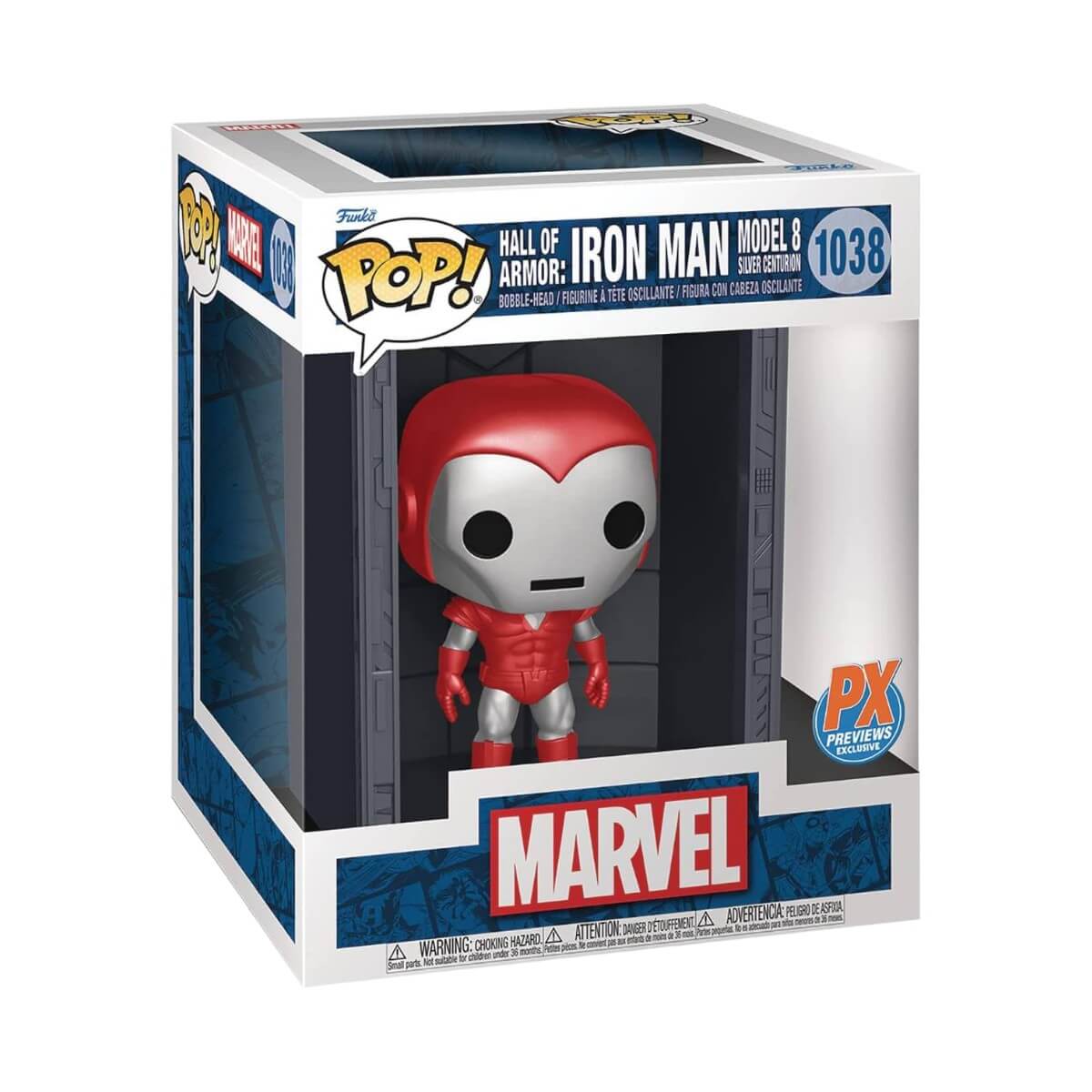Hall of Armor: Iron Man Model 8 (Silver Centurion) (1038) PX Previews Exclusive Funko Pop! Deluxe Marvel Vinyl Figure 9 cm