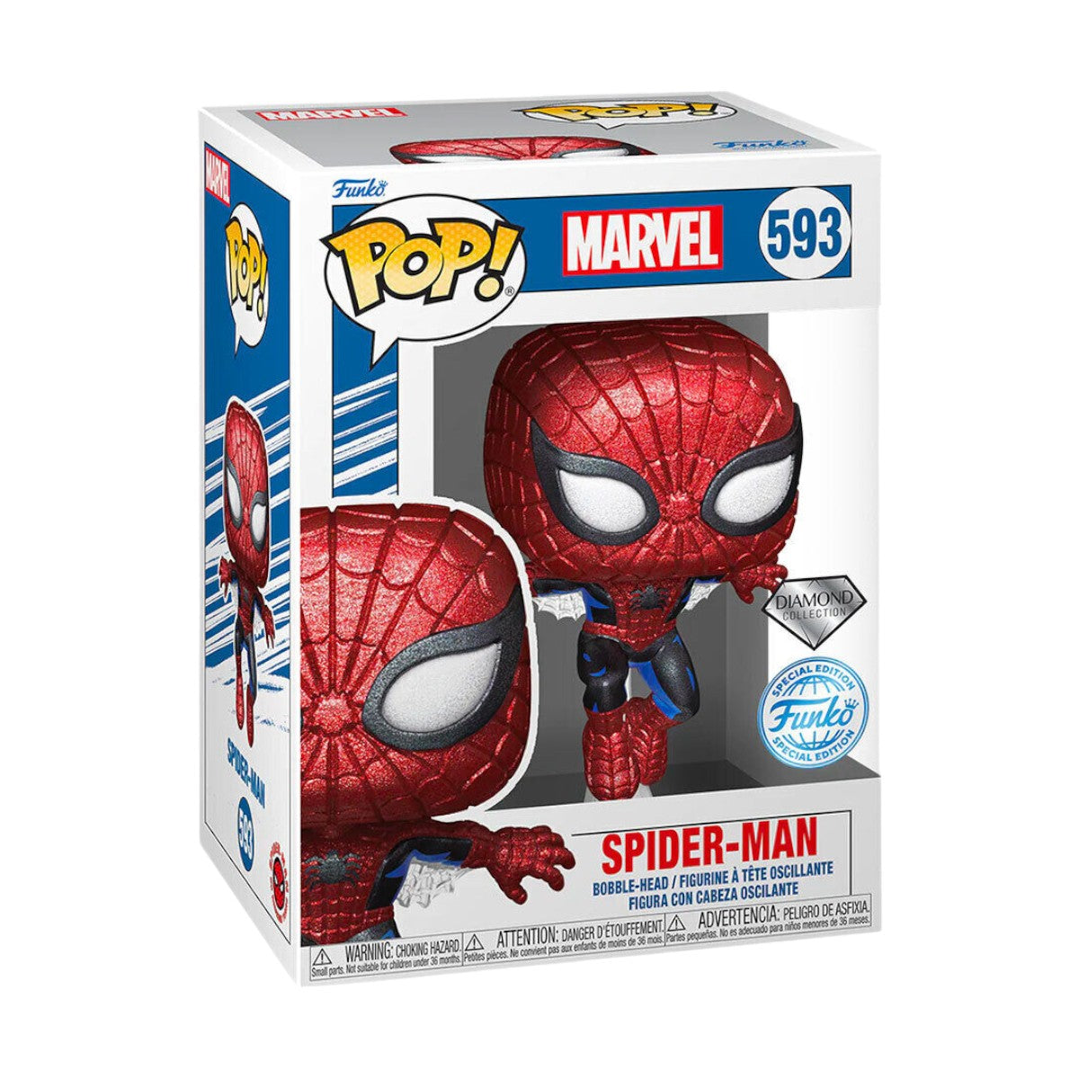 Marvel - Spider-Man (DIAMOND GLITTER) (593) 80th Anniversary Funko Pop! Vinyl Figure 9 cm