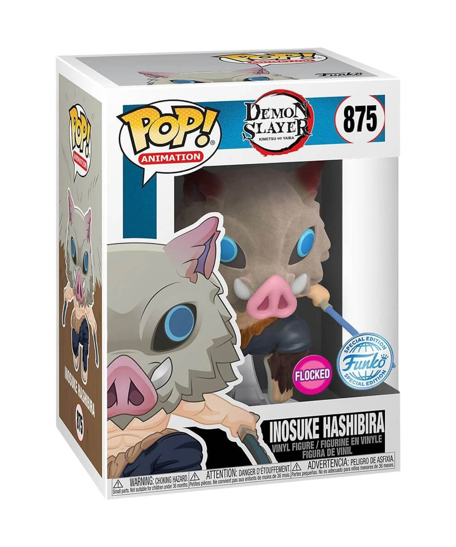 Demon Slayer - Inosuke Hashibira FLOCKED (875) Funko Pop! Animation Anime Vinyl Figure 9 cm