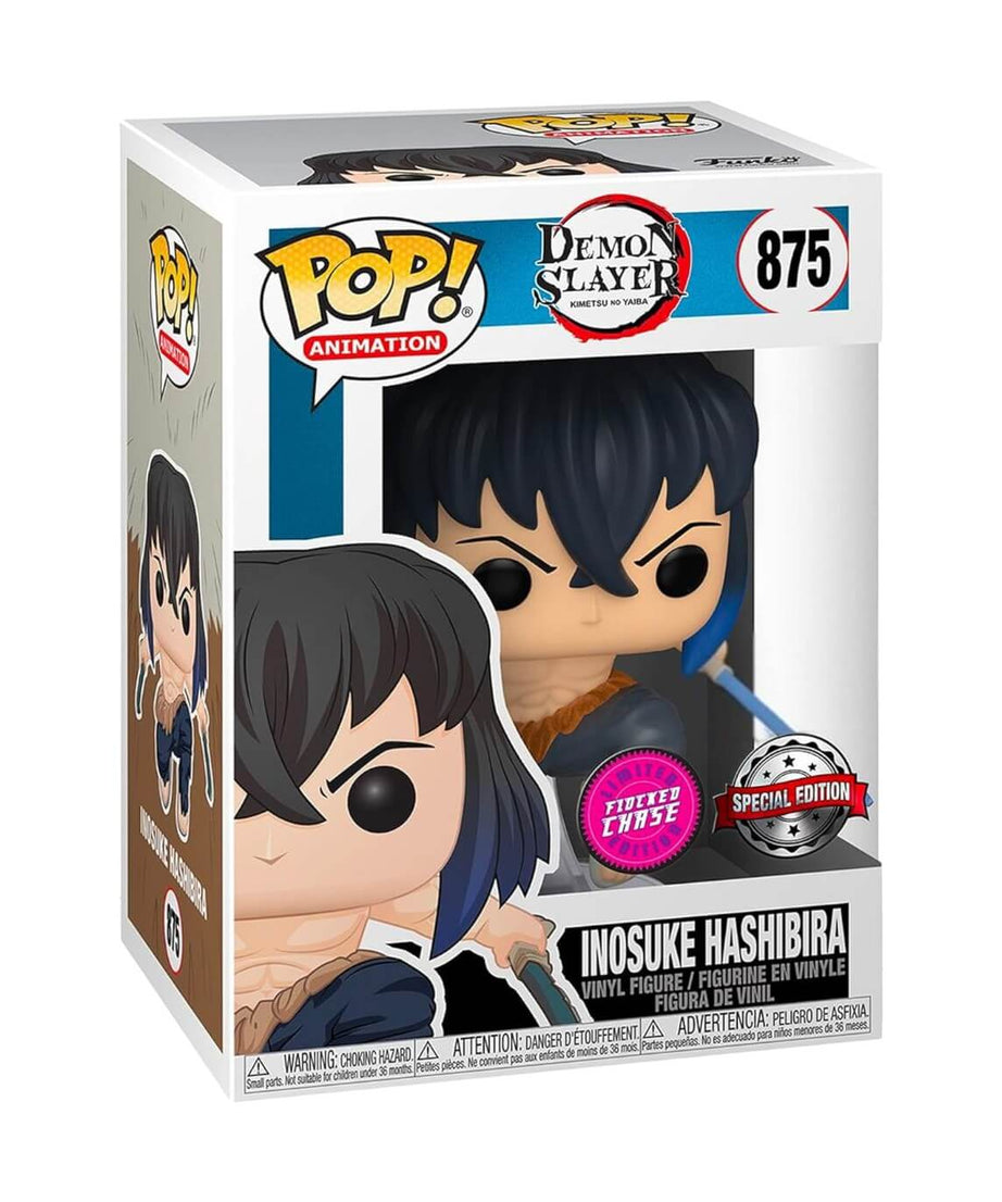 Demon Slayer - Inosuke Hashibira FLOCKED CHASE (875) Funko Pop! Animation Anime Vinyl Figure 9 cm