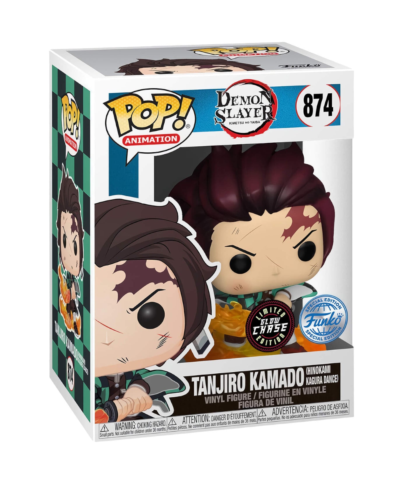 Demon Slayer - Tanjiro Kamado (Hinokami Kagura Dance) GLOW CHASE (874) Funko Pop! Animation Anime Vinyl Figure 9 cm