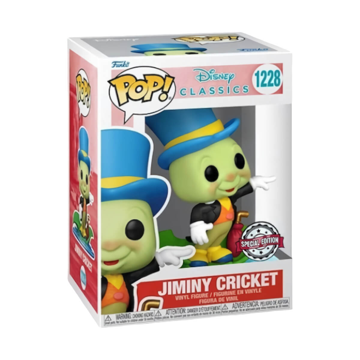 Disney Classics - Jiminy Cricket (1228) Funko Pop! Pinocchio Grillo Parlante Vinyl Figure 9 cm