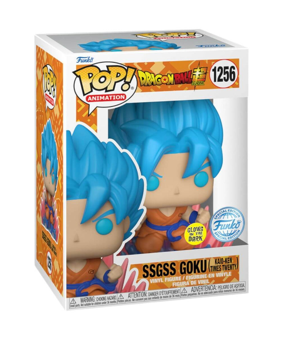 Dragon Ball Super - SSGSS Goku (Kaio-Ken Times Twenty) GLOW IN THE DARK (1256) Funko Pop! Animation Anime Super Saiyan God Vinyl Figure 9 cm