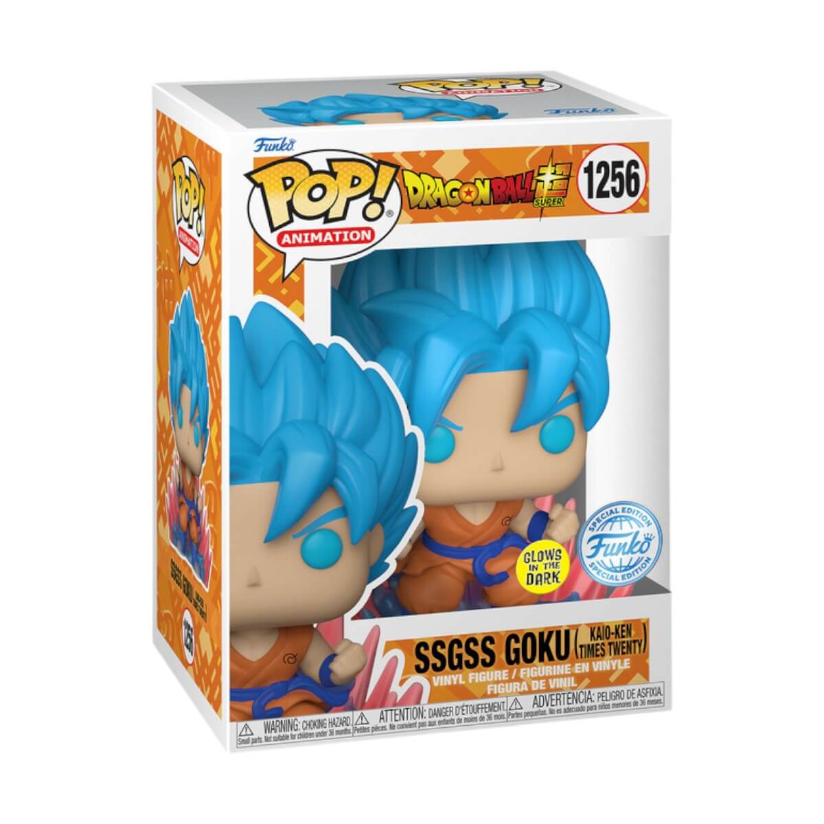 Dragon Ball Super - SSGSS Goku (Kaio-Ken Times Twenty) GLOW IN THE DARK (1256) Funko Pop! Animation Anime Super Saiyan God Vinyl Figure 9 cm