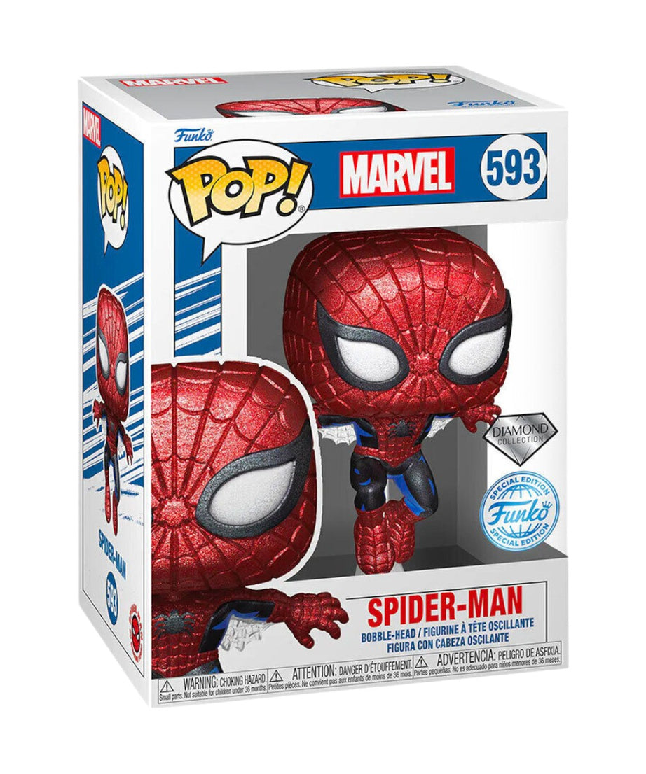 Marvel - Spider-Man (DIAMOND GLITTER) (593) 80th Anniversary Funko Pop! Vinyl Figure 9 cm