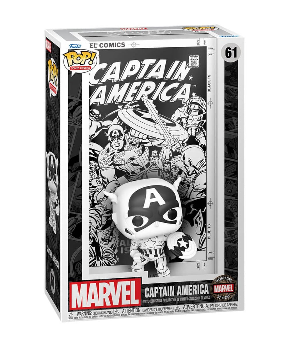 Marvel 85th Anniversary - Captain America (61) Funko Pop! Comic Covers Black and White Vinyl Figure 9 cm
