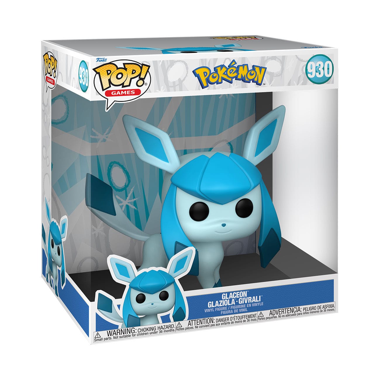 Pokémon - Glaceon (Super Sized) (930) - Glaziola - Givrali Jumbo Funko Pop! Games Vinyl Figure EMEA 26 cm