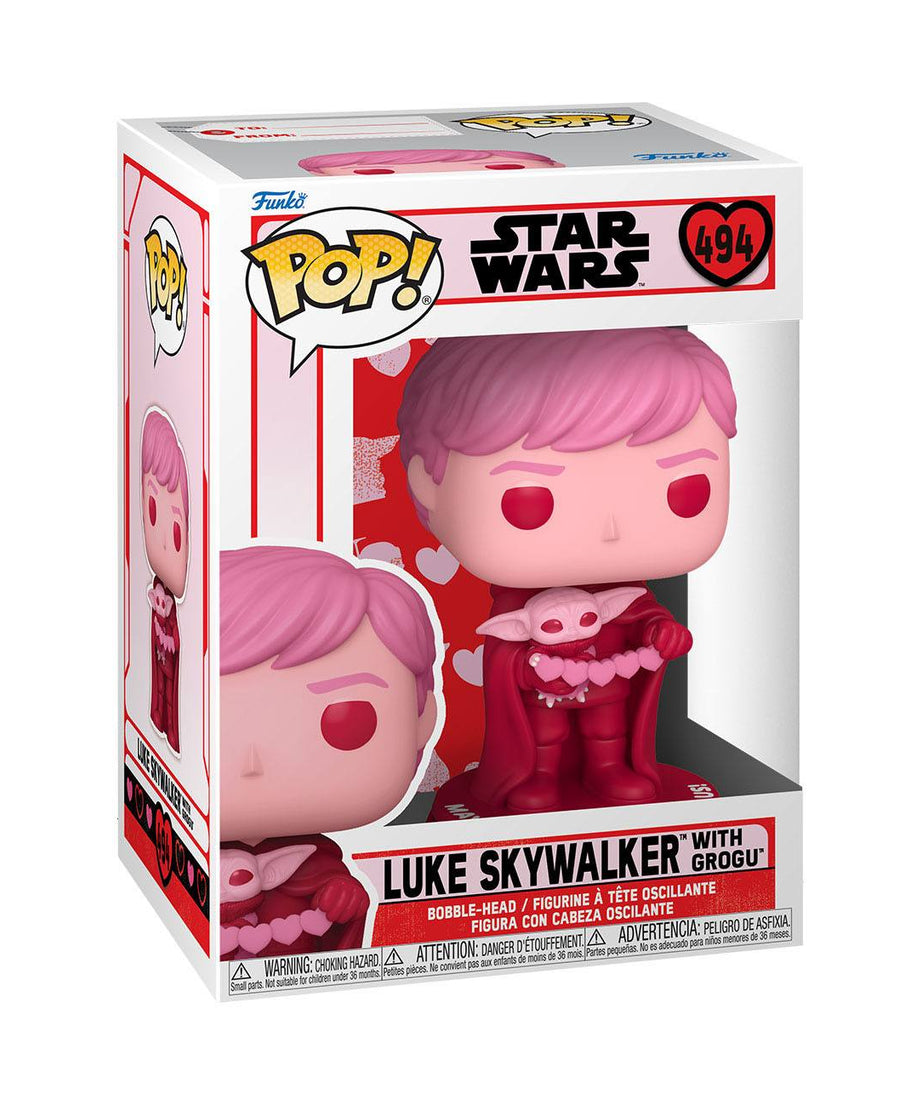 Star Wars Valentines - Luke Skywalker with Grogu (494) Funko Pop! Vinyl Figure 9 cm