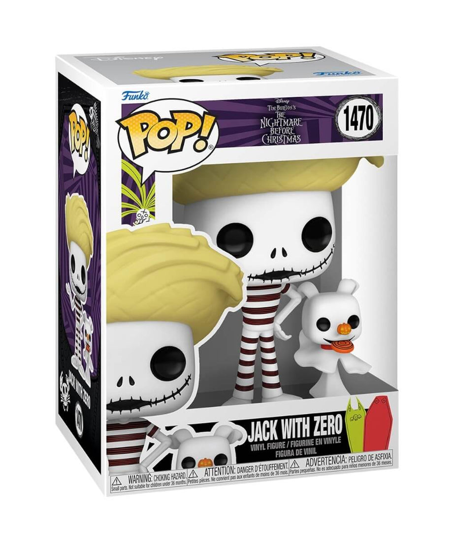The Nightmare Before Christmas - Jack Skeletron with Zero (Beach) (1470) Funko Pop! & Buddy Jack Skellington Vinyl Figure 9 cm